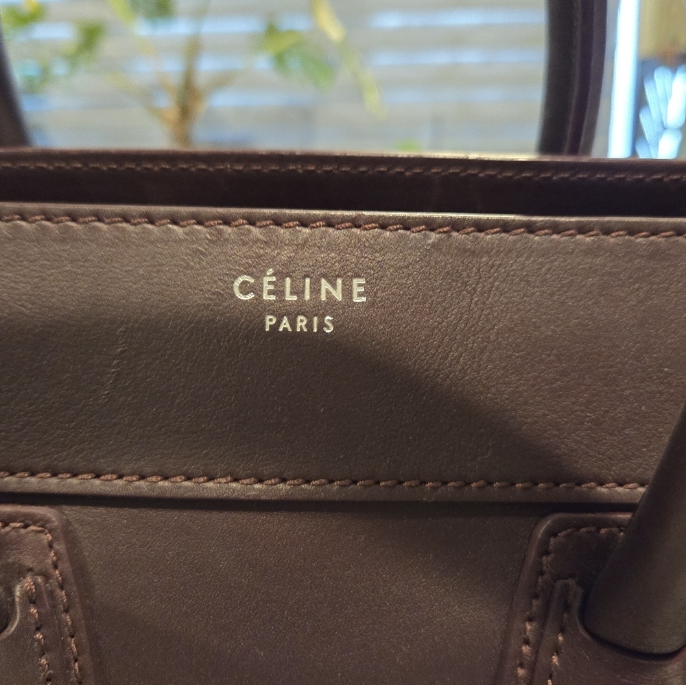 Celine Mini Luggage (Largest Size) Burgundy Calfskin Leather Tote Bag - Picture 2 of 9